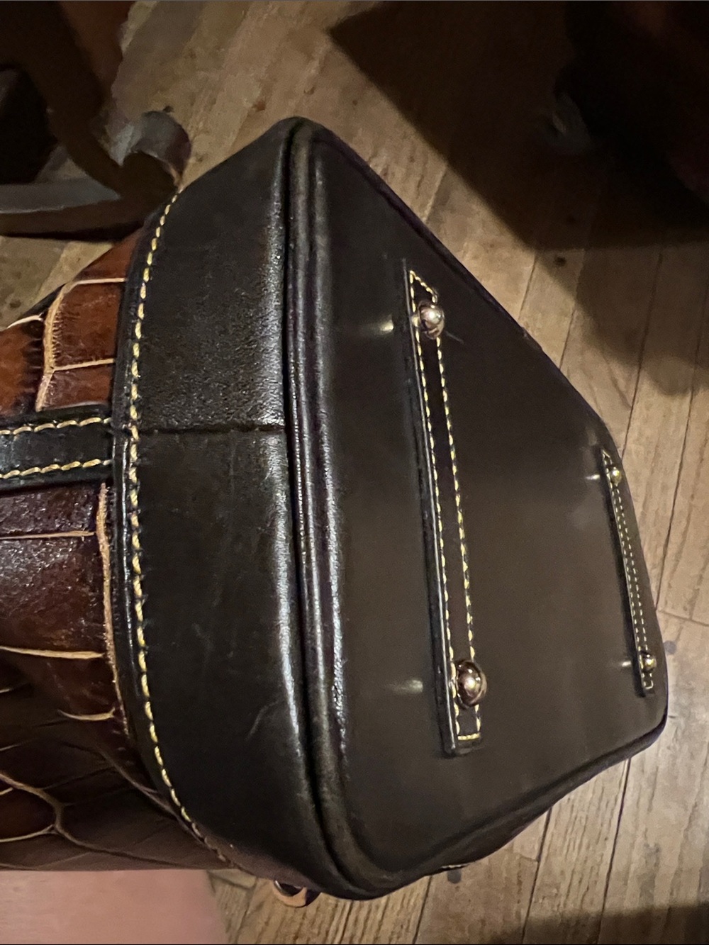 Dooney brown Croc-Embossed Leather Shoulder Bag - Picture 4 of 10